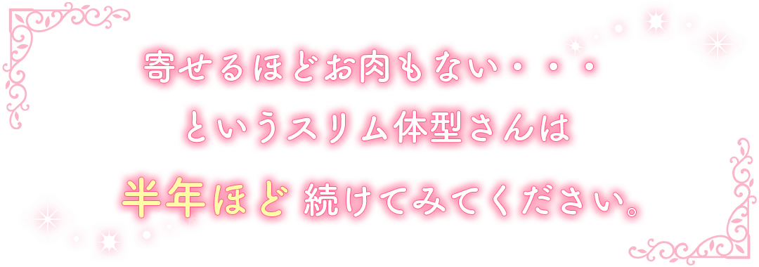 寄せるほどお肉もない・・・というスリム体型さんは半年ほど続けてみてください。